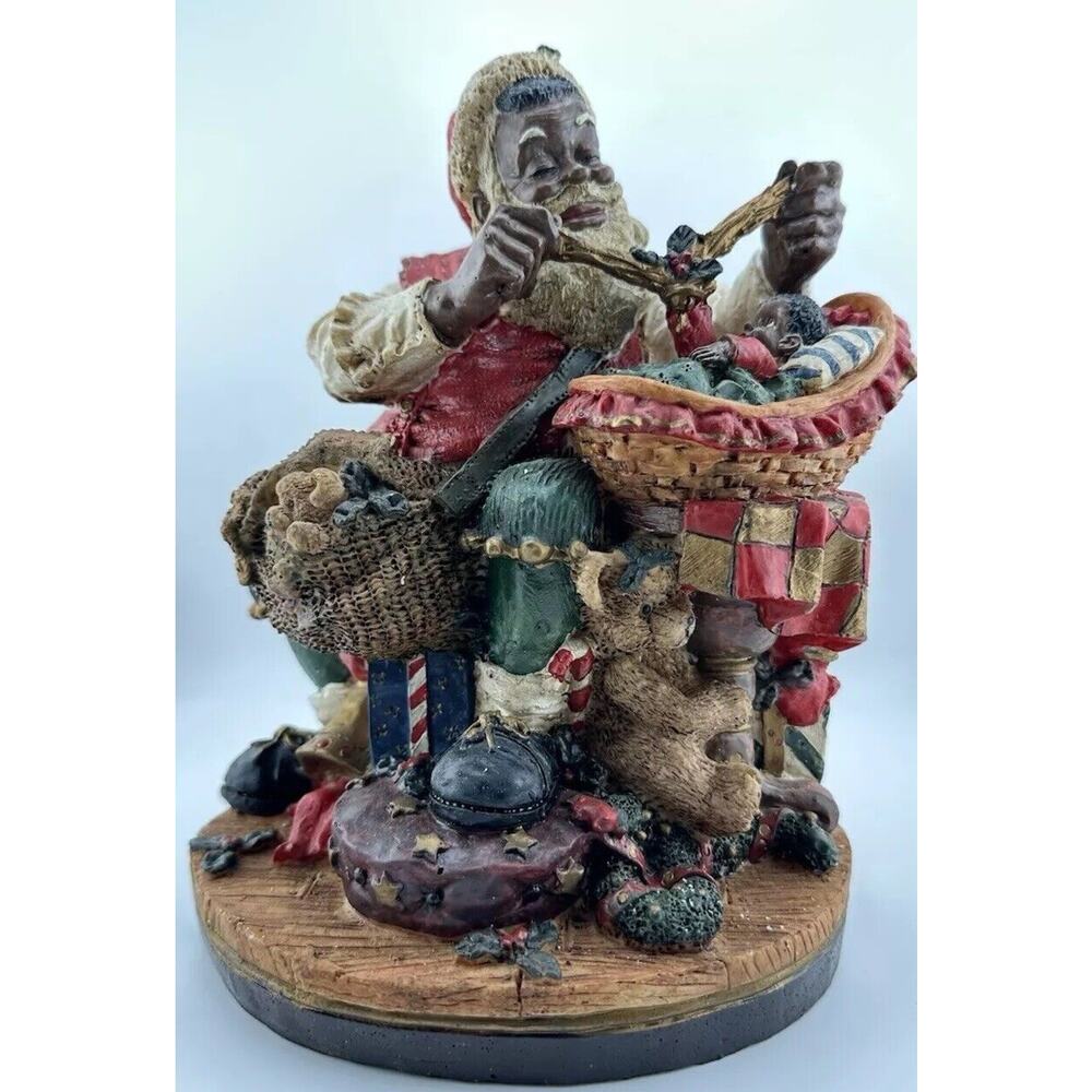 RARE Kirkland’s Cedar Creek Collection African Black Santa Making Toys